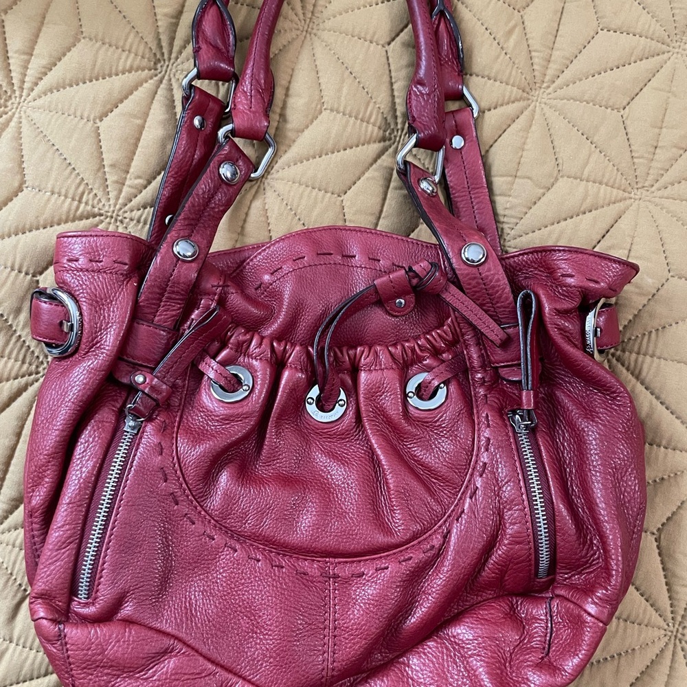 B. Makowsky Red Leather Shoulder Bag